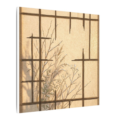 Shoji Screen Canvas Art | Winter Japandi Minimal Line Art