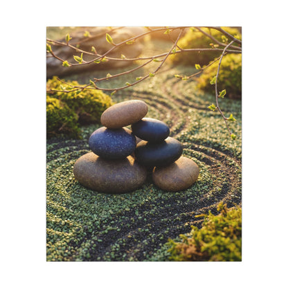 Zen River Stones in Golden Hour | Karesansui Canvas Art