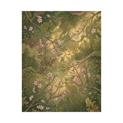 Summer Cherry Blossom Forest Whimsy Wall Art Print | Earthy Decor