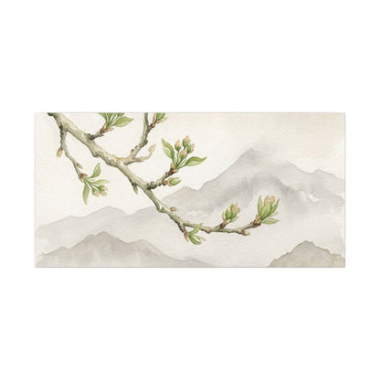 Spring Mountain Mist Watercolor Canvas Art | Cozy Decor