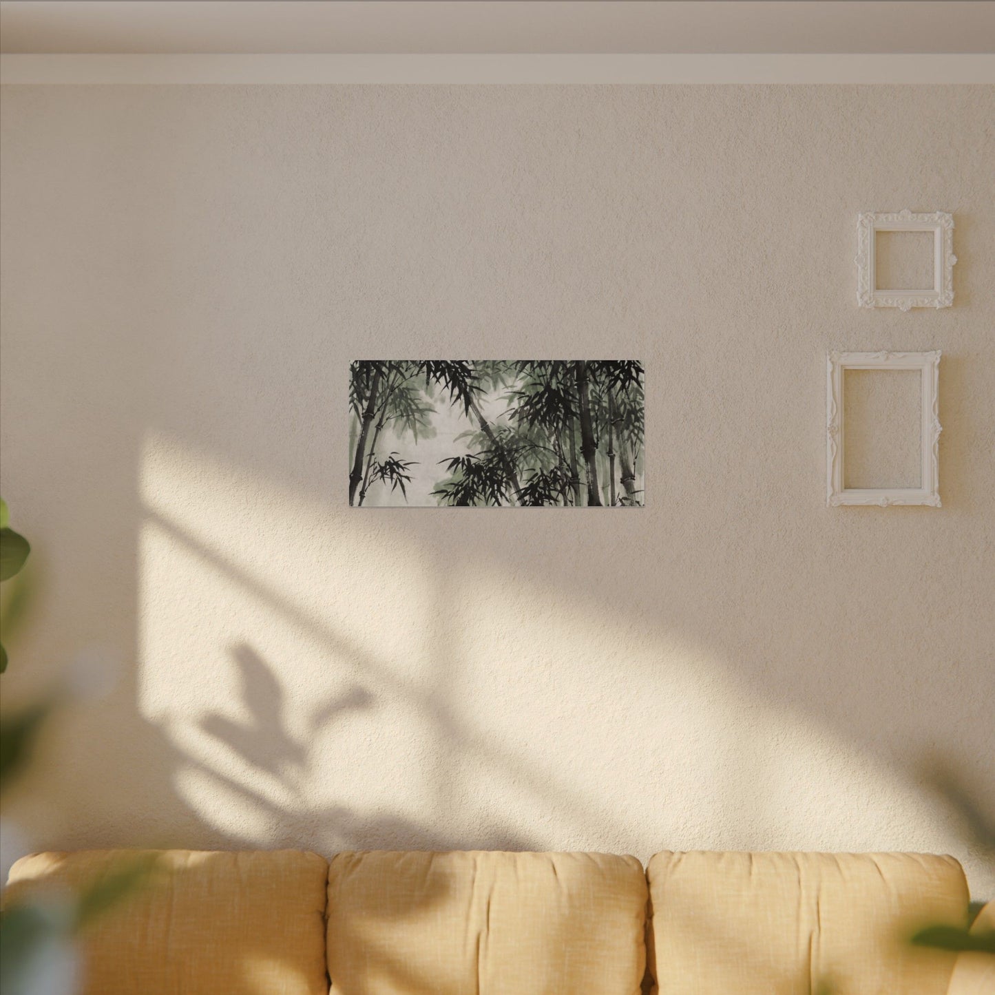 Zen Bamboo Grove in Overcast | Sumi E Canvas Art