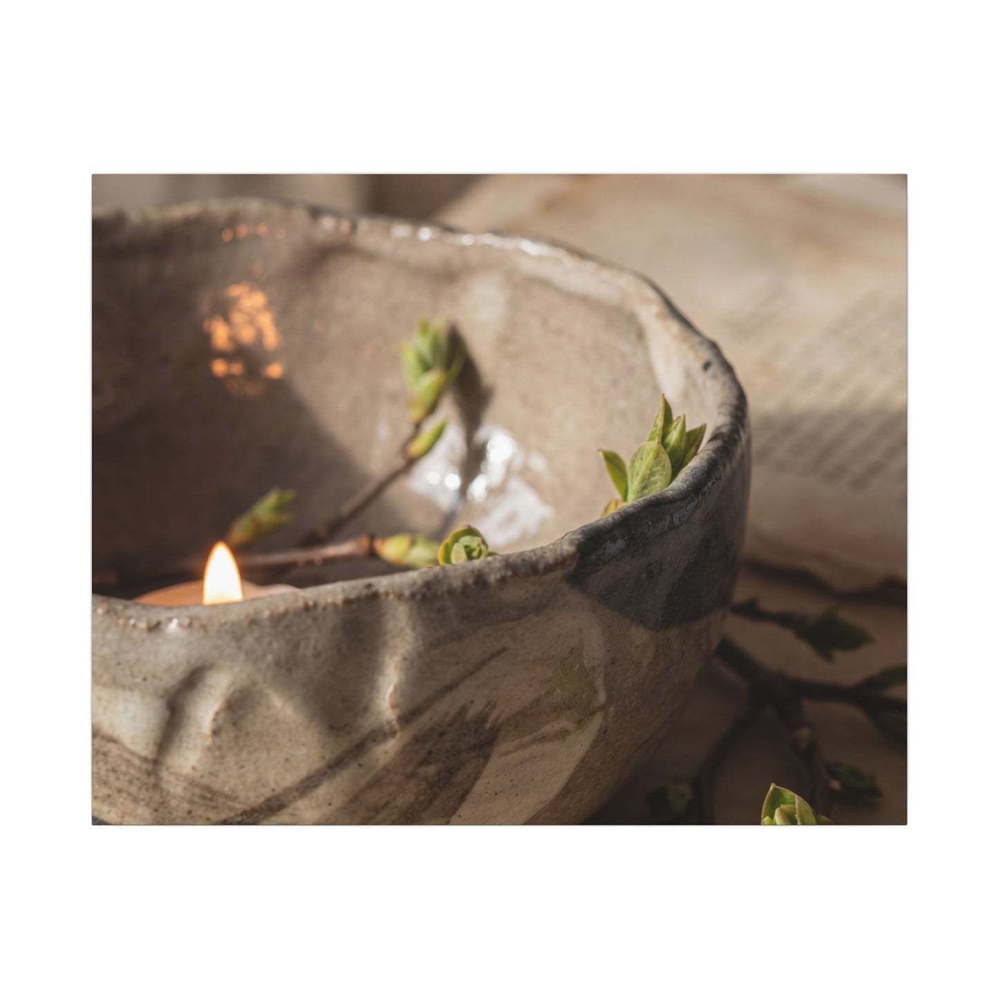 Candlelight Ceramic Bowl Canvas Art - Japandi Ma