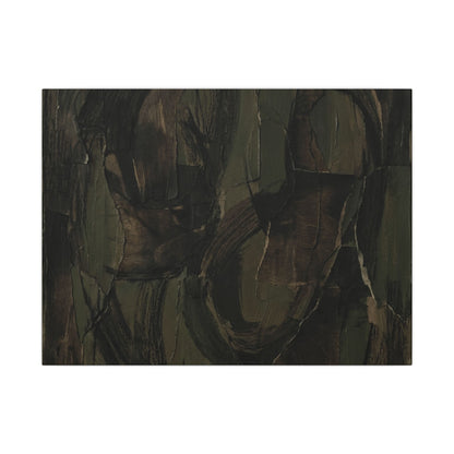 Mixed Media Dark Japandi Textured Canvas Art | Mixed Media Dark Texture Art Print