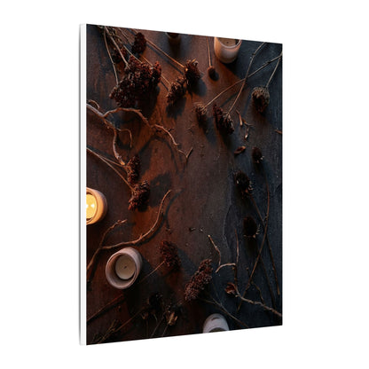 Dried Flowers Canvas Art | Winter Dark Japandi Moody Minimal Art