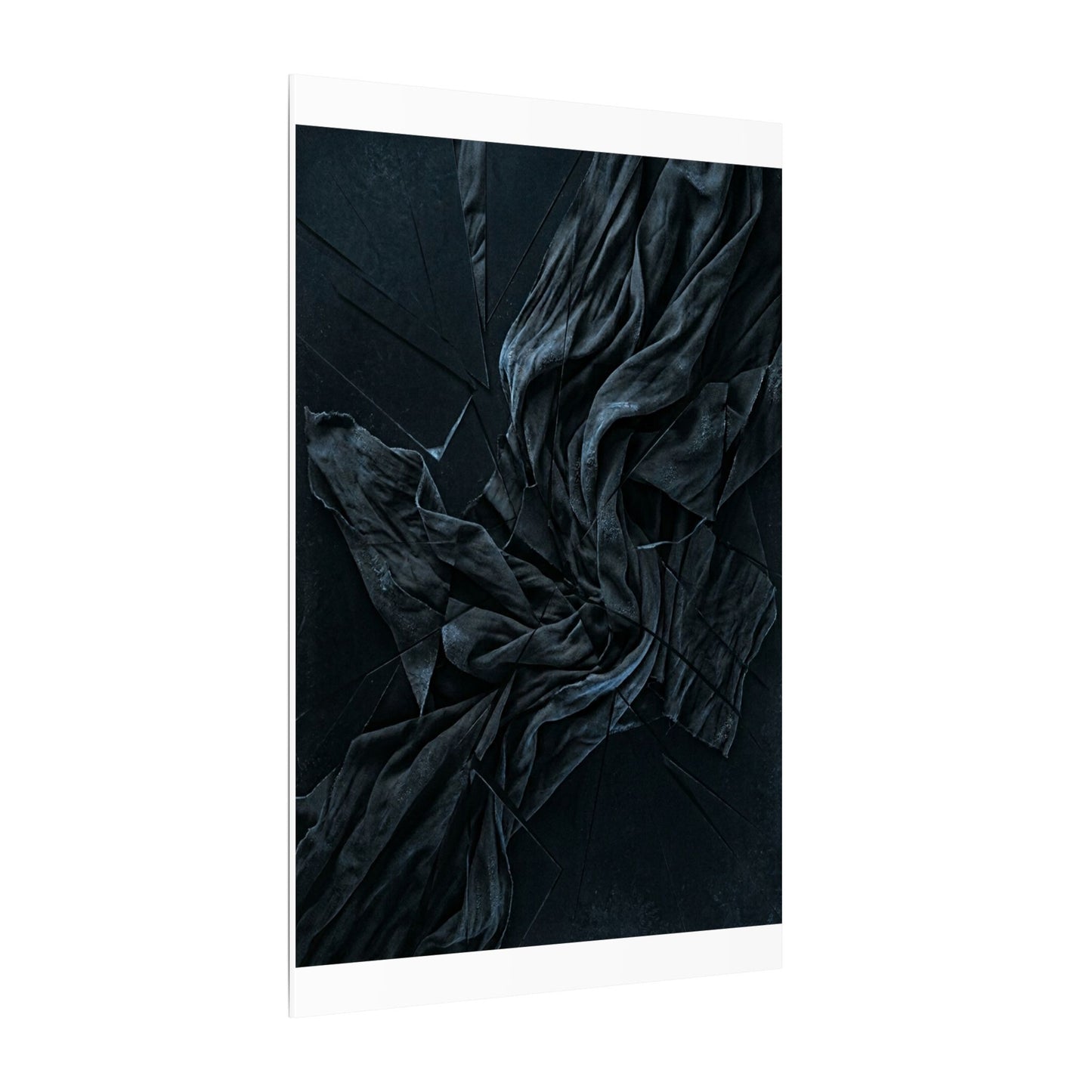 Dark Japandi Silk Drape in Moonlight | Moody Minimal Canvas Art