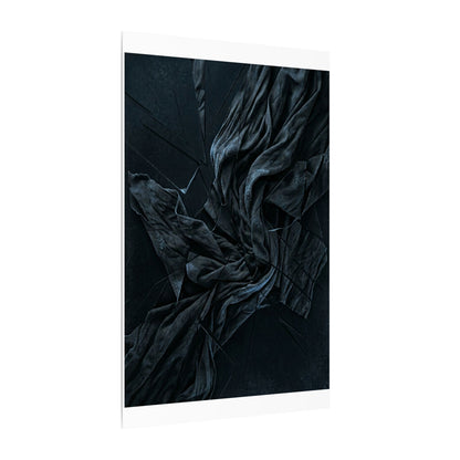 Dark Japandi Silk Drape in Moonlight | Moody Minimal Canvas Art