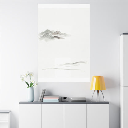 Winter Mountain Mist Minimal Line Canvas Art | Elegant Decor