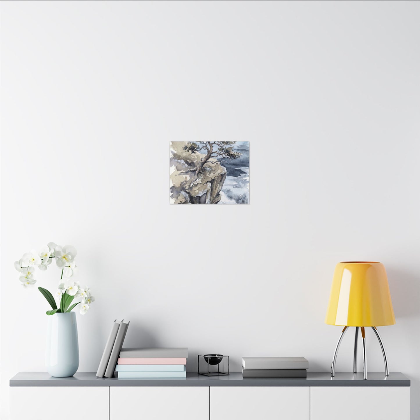 Pine Tree Canvas Art | Winter Japandi Watercolor Art