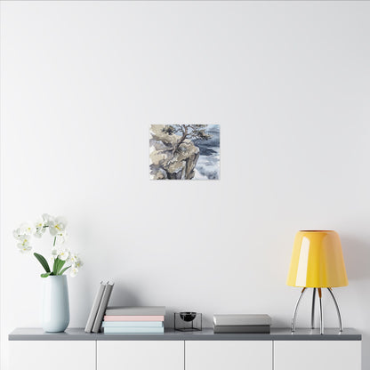 Pine Tree Canvas Art | Winter Japandi Watercolor Art