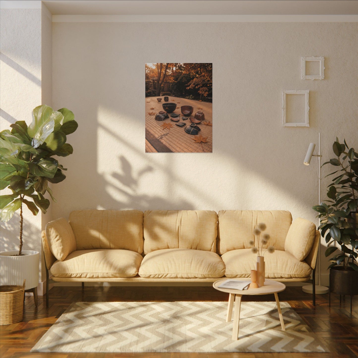 Golden Hour Tea Ceremony Canvas Art - Kintsugi Shibui