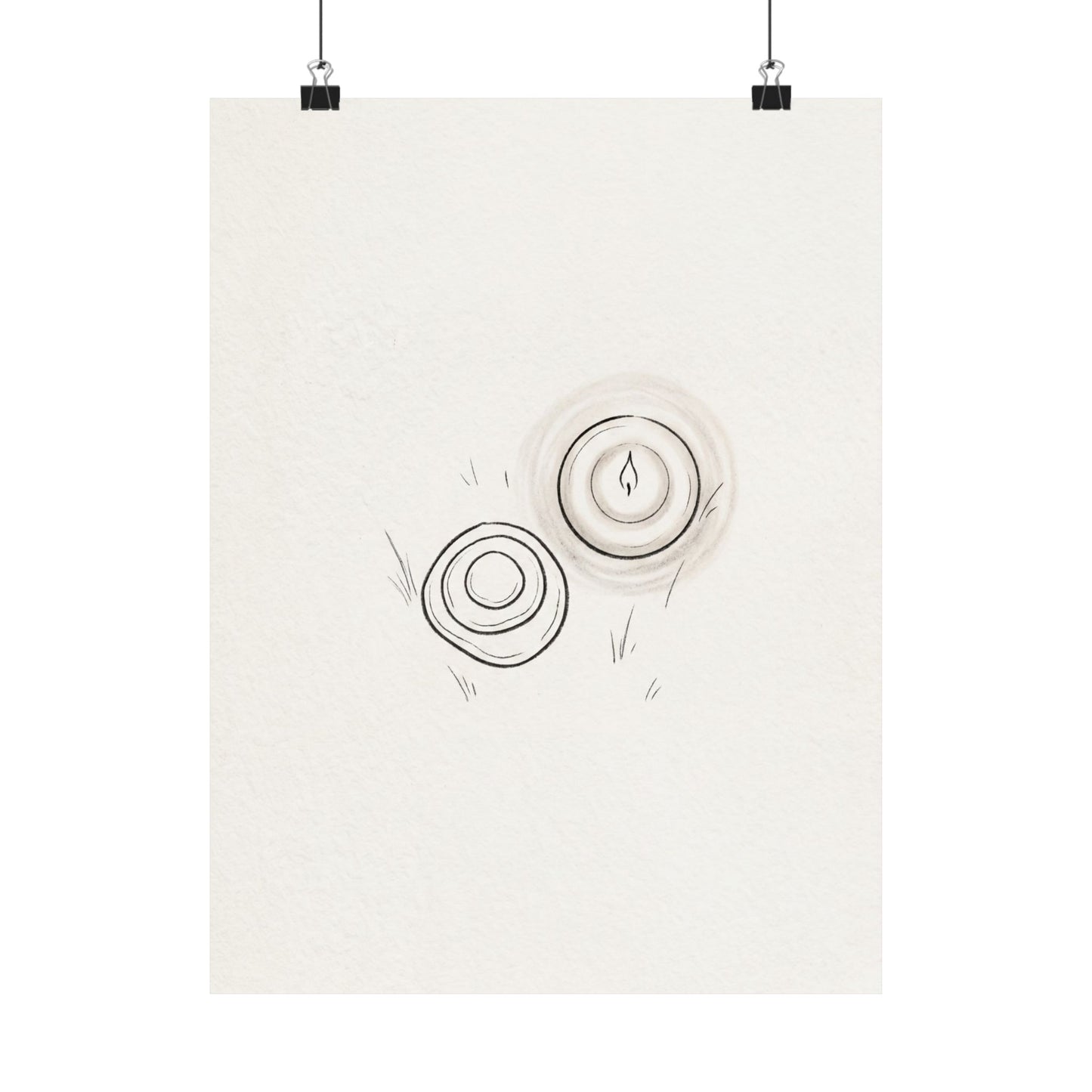 River Stones Minimal Line Wall Art Print | Neutral Japandi Art