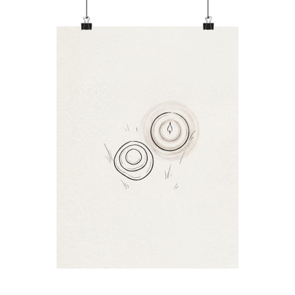 River Stones Minimal Line Wall Art Print | Neutral Japandi Art