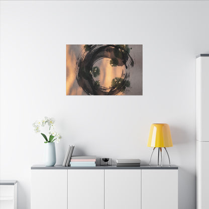 Ink Brushstroke Spring Canvas Art | Dark Japandi Bold Design