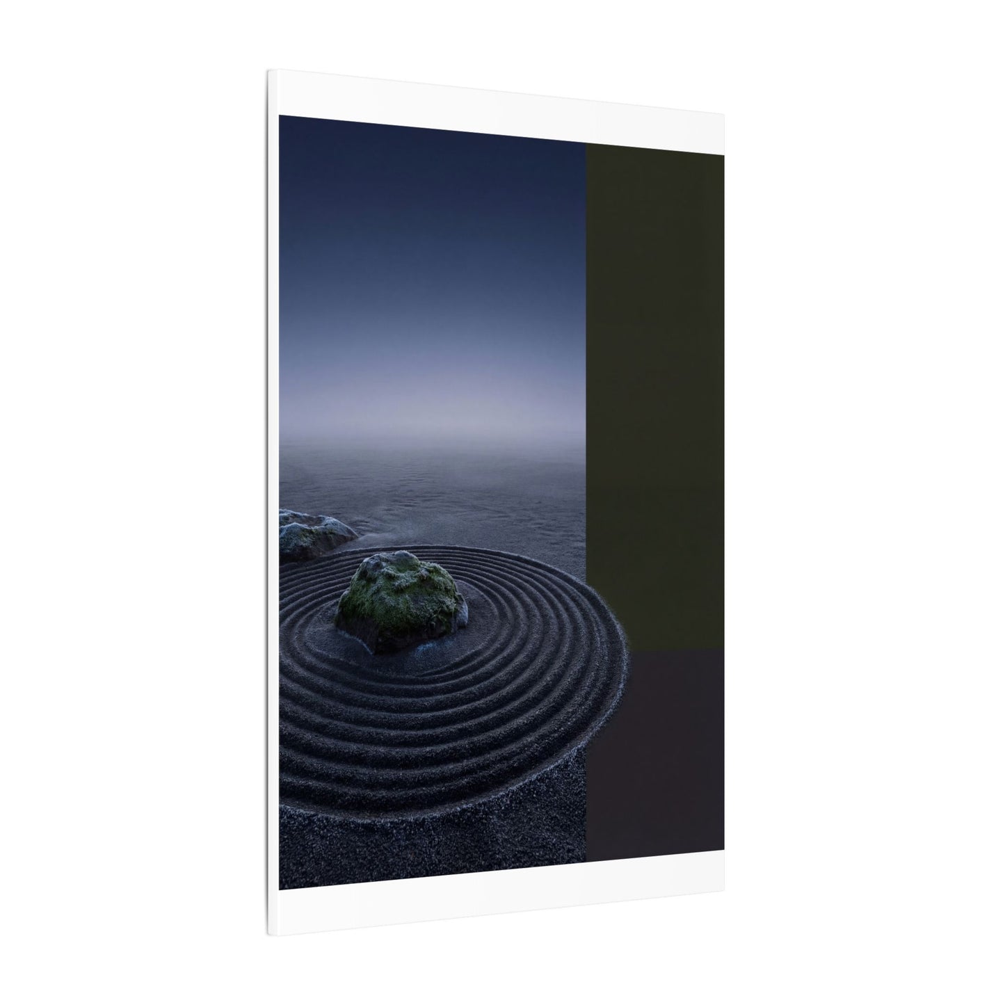 Ma Rock Garden Canvas Art - Dark Japandi Moody Minimal