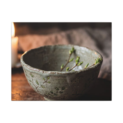 Ceramic Bowl Spring Canvas Art | Japandi Neutral Design
