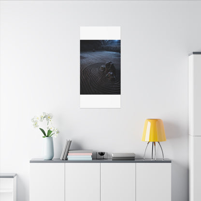 Moonlight Rock Garden Canvas Art - Dark Japandi Seijaku