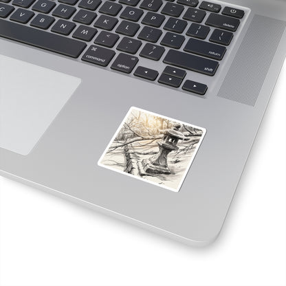 Cozy Stone Lantern Sticker - Minimal Line Japandi