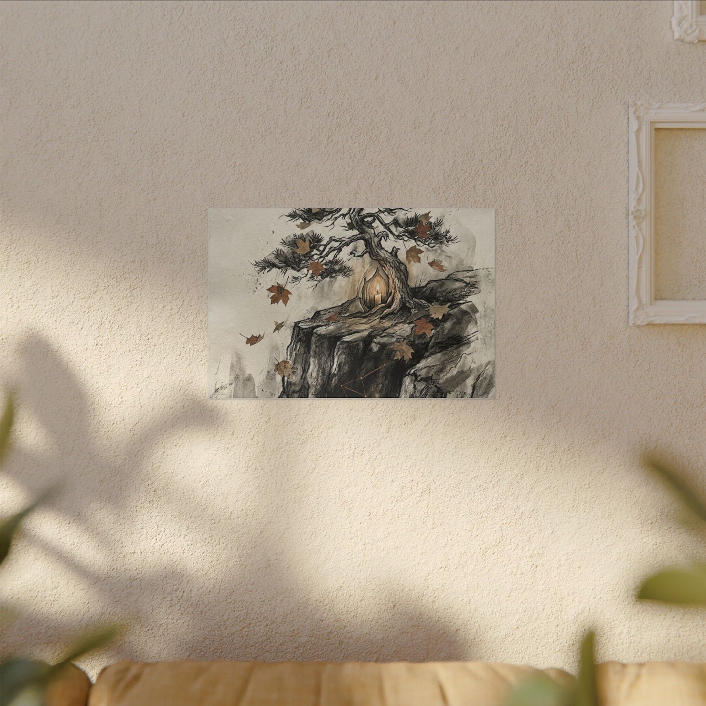 Pine Tree Autumn Canvas Art | Japandi Earthy Design