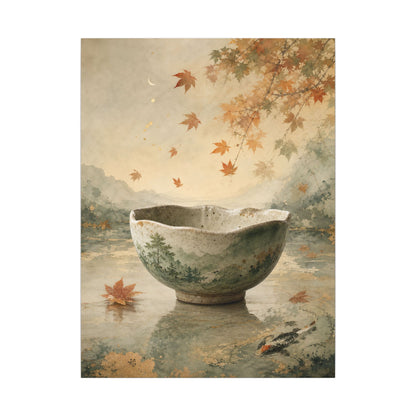 Autumn Ceramic Bowl Watercolor Canvas Art | Cozy Decor
