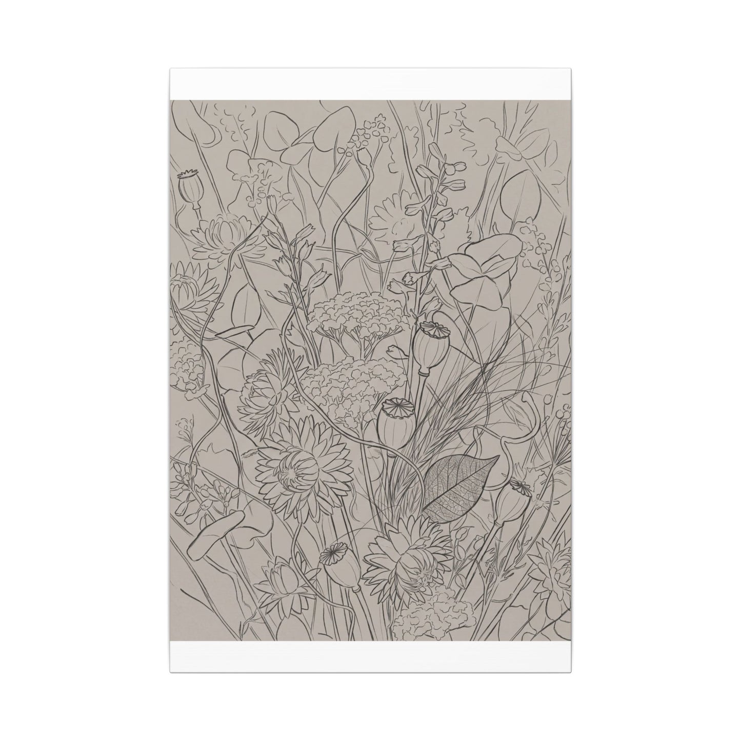 Summer Dried Flowers Minimal Line Canvas Art | Elegant Decor