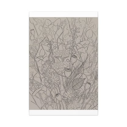 Summer Dried Flowers Minimal Line Canvas Art | Elegant Decor