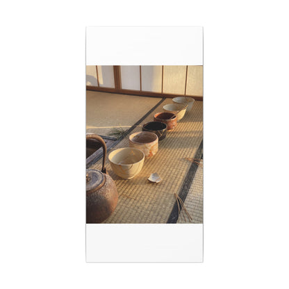 Kintsugi Tea Ceremony in Golden Hour | Gold Repair Canvas Art