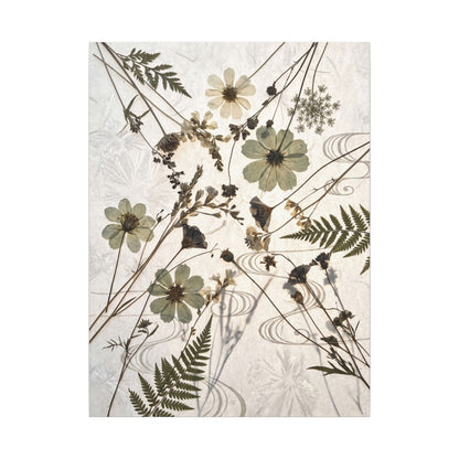 Japandi Dried Flowers in Golden Hour | Japanese Pattern Canvas Art
