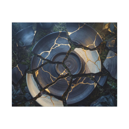Resilient Broken Pottery Canvas Art - Gold Vein Kintsugi