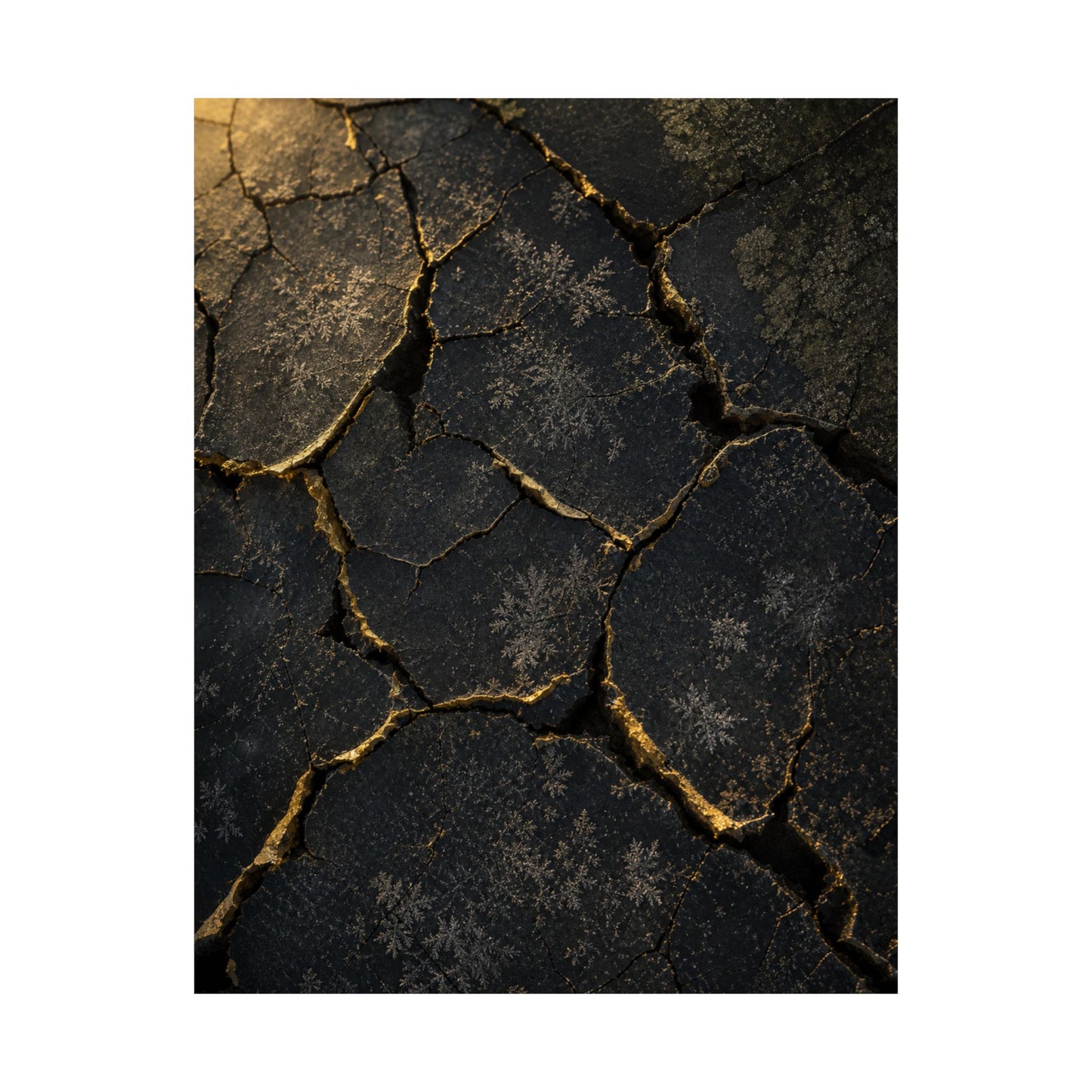 Cracked Earth Shadow Zen Wall Art Print | Atmospheric Dark Japandi Art