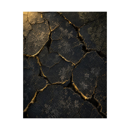 Cracked Earth Shadow Zen Wall Art Print | Atmospheric Dark Japandi Art
