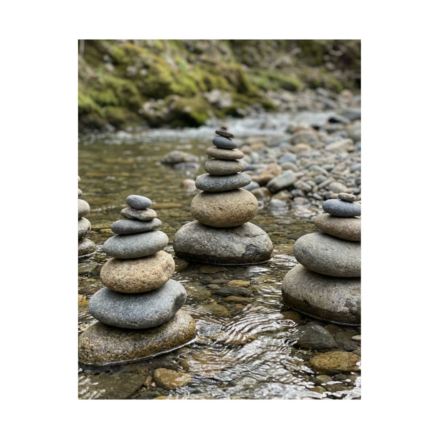 River Stones Summer Wall Art Print | Zen Contemplative Design