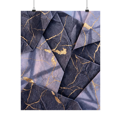 Artful Paper Fold Wall Art Print - Gold Vein Kintsugi Art Print