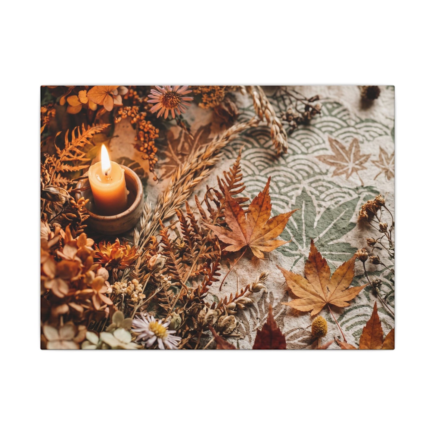 Candlelight Dried Flowers Canvas Art - Japandi Seijaku