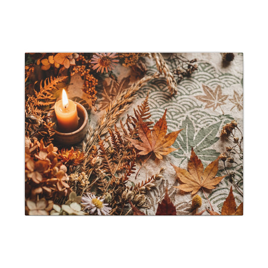 Candlelight Dried Flowers Canvas Art - Japandi Seijaku