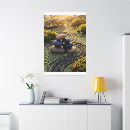 Zen River Stones in Golden Hour | Karesansui Canvas Art
