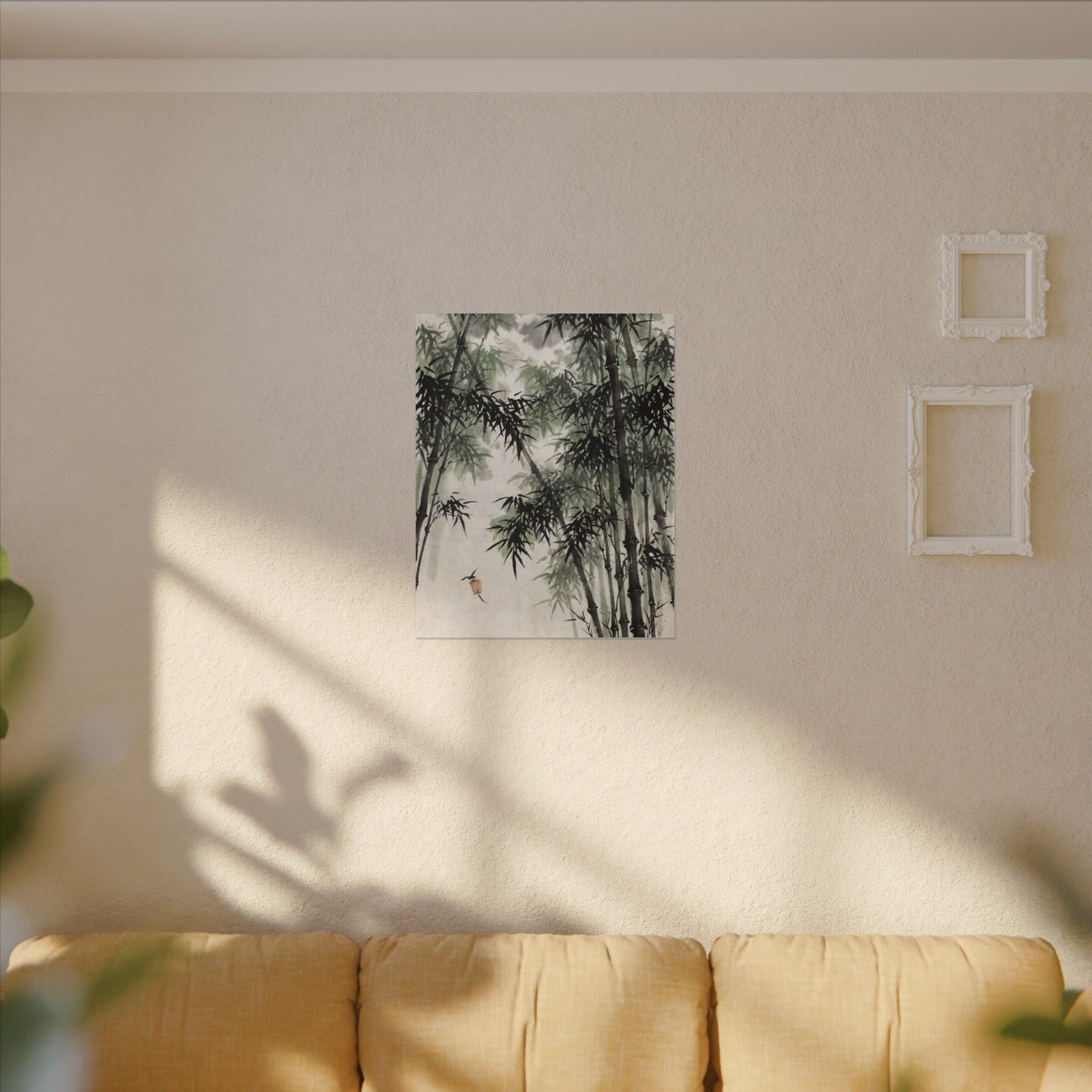Zen Bamboo Grove in Overcast | Sumi E Canvas Art