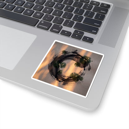 Dark Japandi Ink Brushstroke in Candlelight | Shadow Zen Sticker Art Print