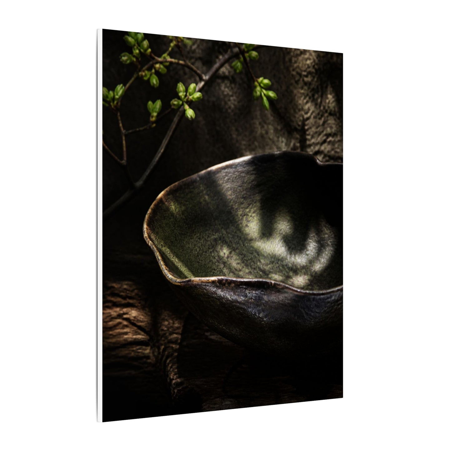 Sophisticated Ceramic Bowl Canvas Art - Dark Texture Dark Japandi