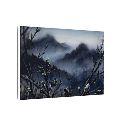 Mountain Mist Spring Canvas Art | Dark Japandi Atmospheric Design