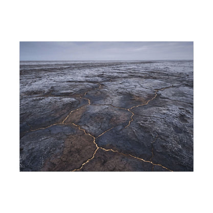 Dark Japandi Cracked Earth in Overcast | Dark Texture Canvas Art