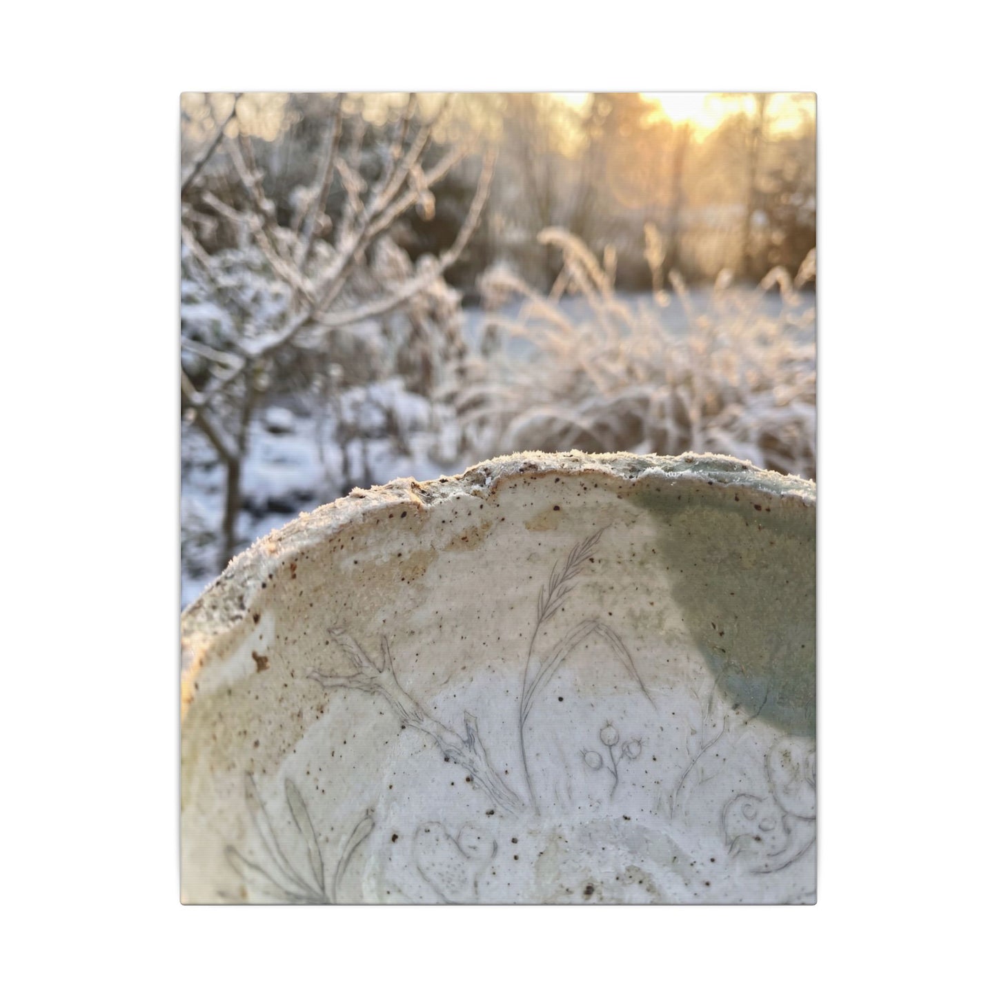 Ceramic Bowl Canvas Art | Winter Japandi Minimal Line Art