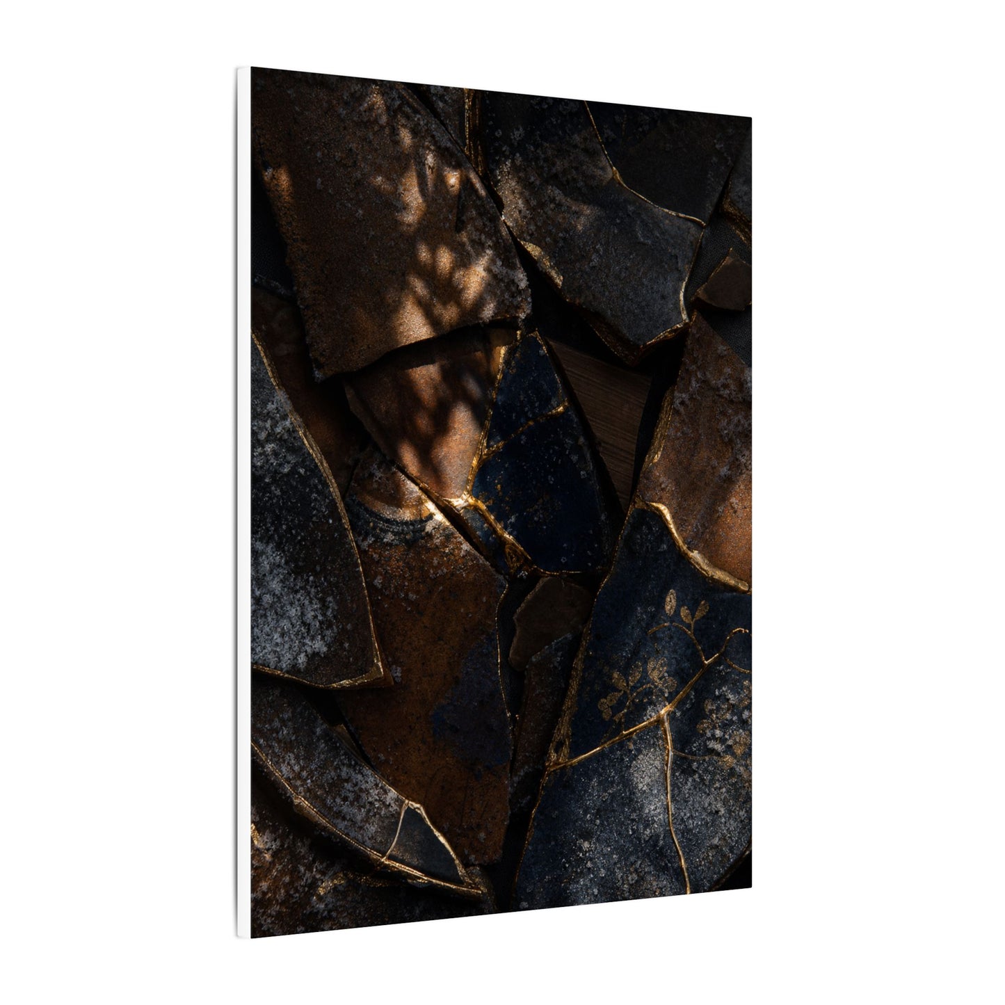 Fukinsei Broken Pottery Canvas Art - Dark Japandi Dark Texture