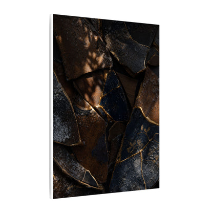 Fukinsei Broken Pottery Canvas Art - Dark Japandi Dark Texture