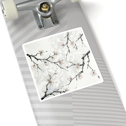 Cherry Blossom Watercolor Sticker | Warm Japandi Art Art Print