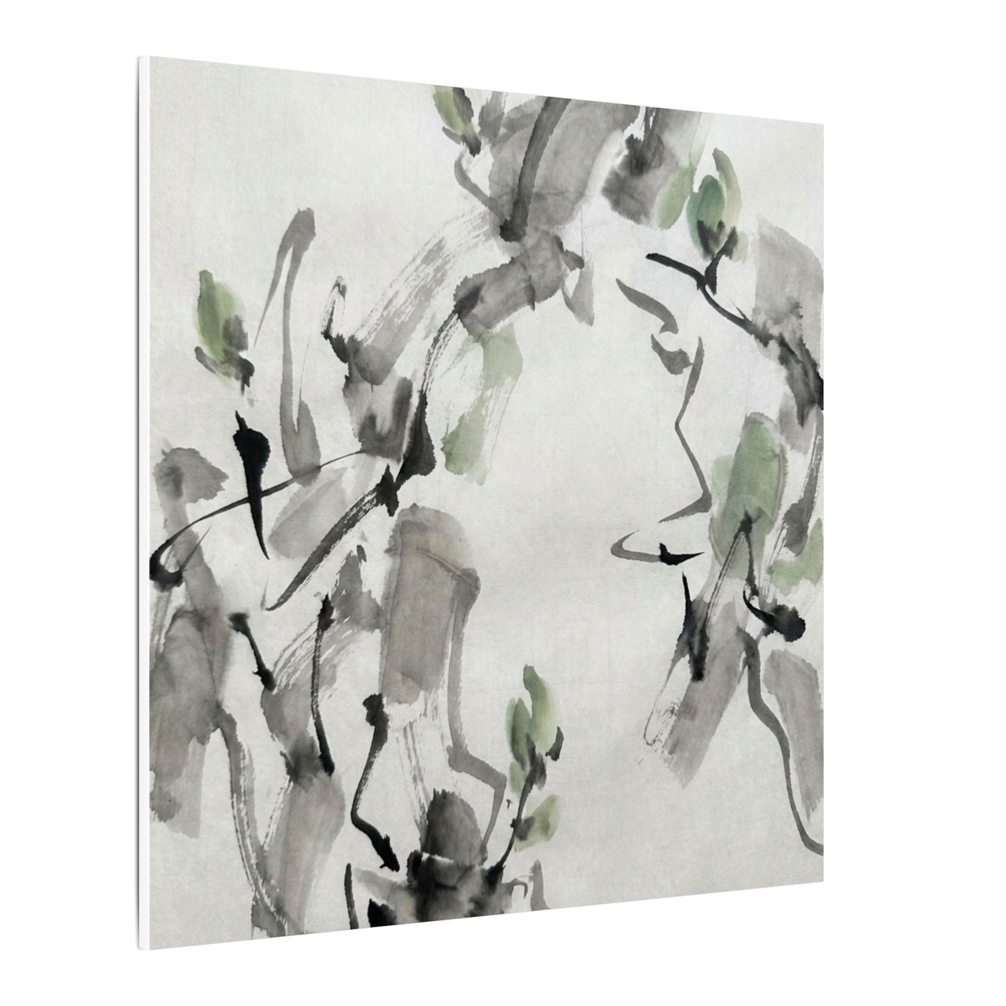 Zen Ink Brushstroke in Overcast | Sumi E Canvas Art