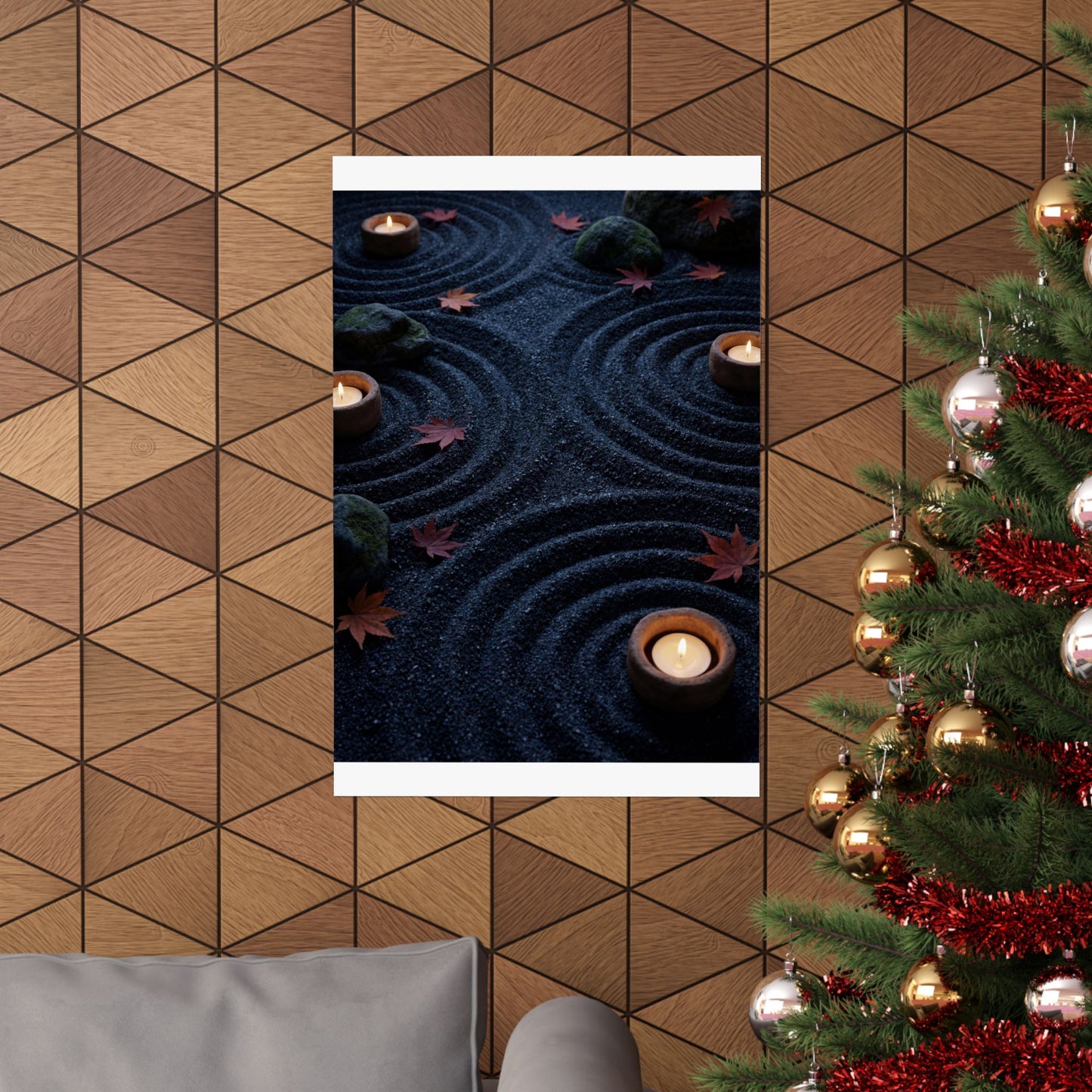 Autumn Rock Garden Dark Texture Wall Art Print | Luxurious Decor