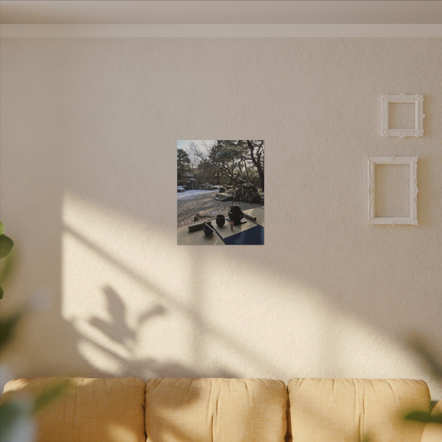Winter Tea Ceremony Karesansui Canvas Art | Serene Decor