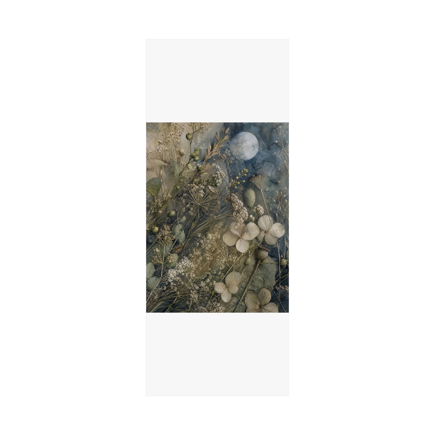 Japandi Dried Flowers in Moonlight | Watercolor Wall Art Print