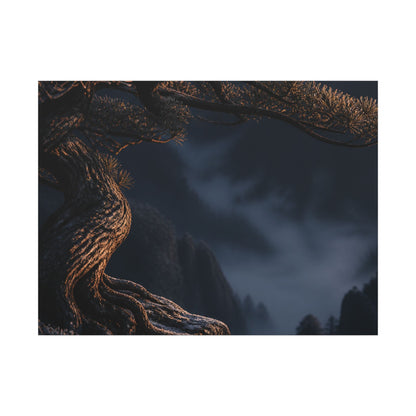 Bold Pine Tree Canvas Art - Shadow Zen Dark Japandi