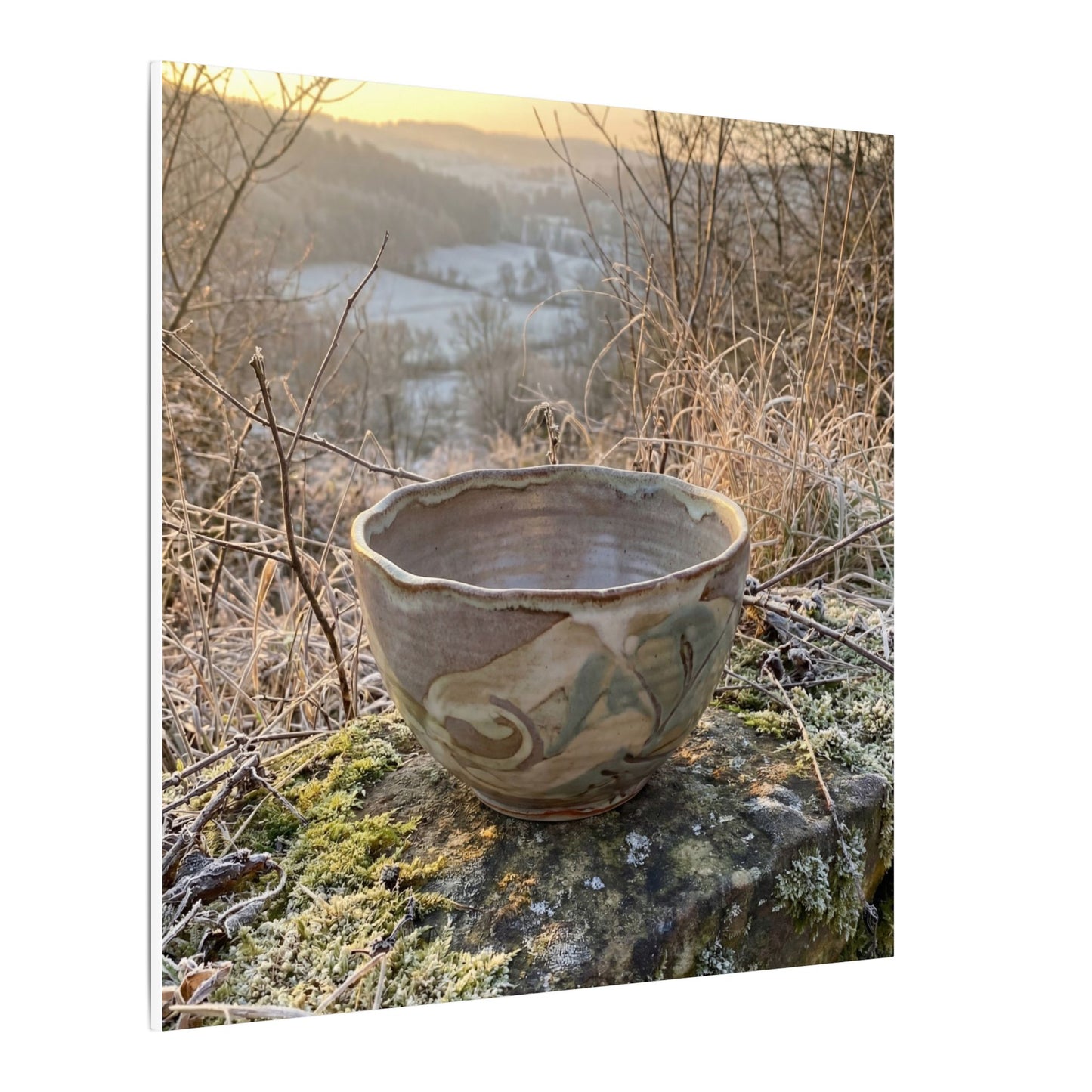 Golden Hour Ceramic Bowl Canvas Art - Japandi Shibui
